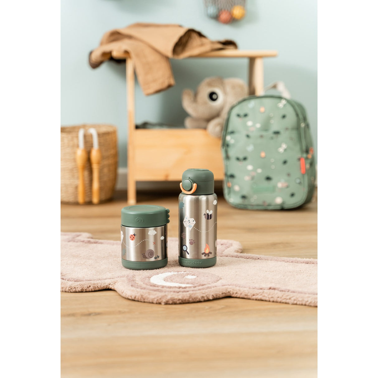 DonebyDeer Green Tiny Trails Insulated Strån Flaska