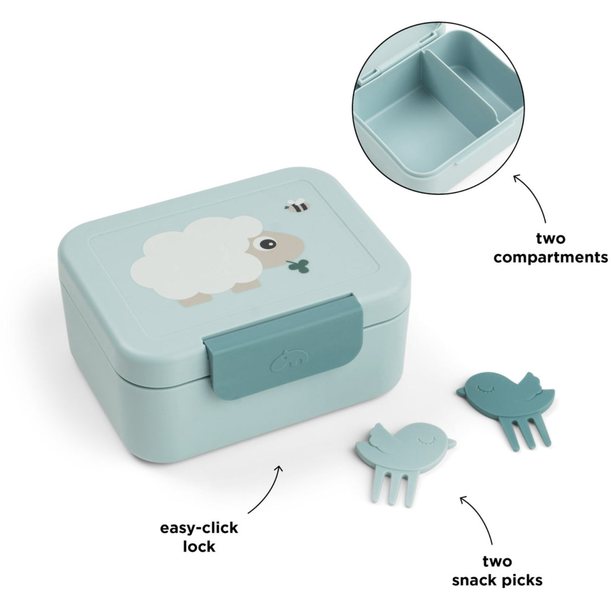 DonebyDeer Blue Tiny Farm Tiny Lunch Låda Med Snack Picks