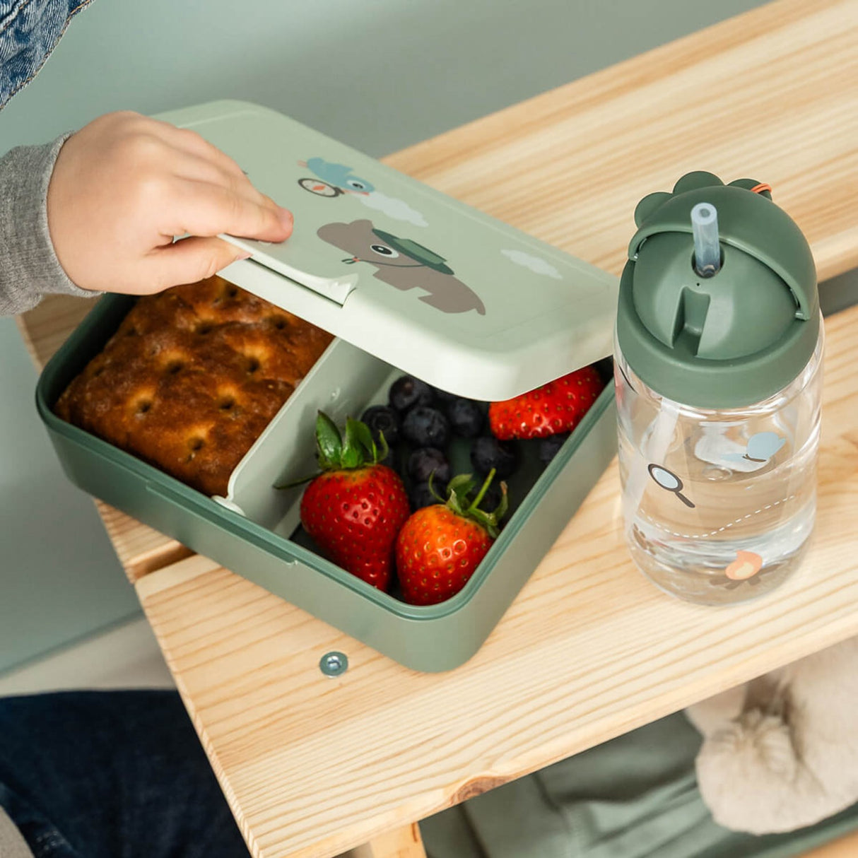 DonebyDeer Green Tiny Trails Lunch Låda Med Divider