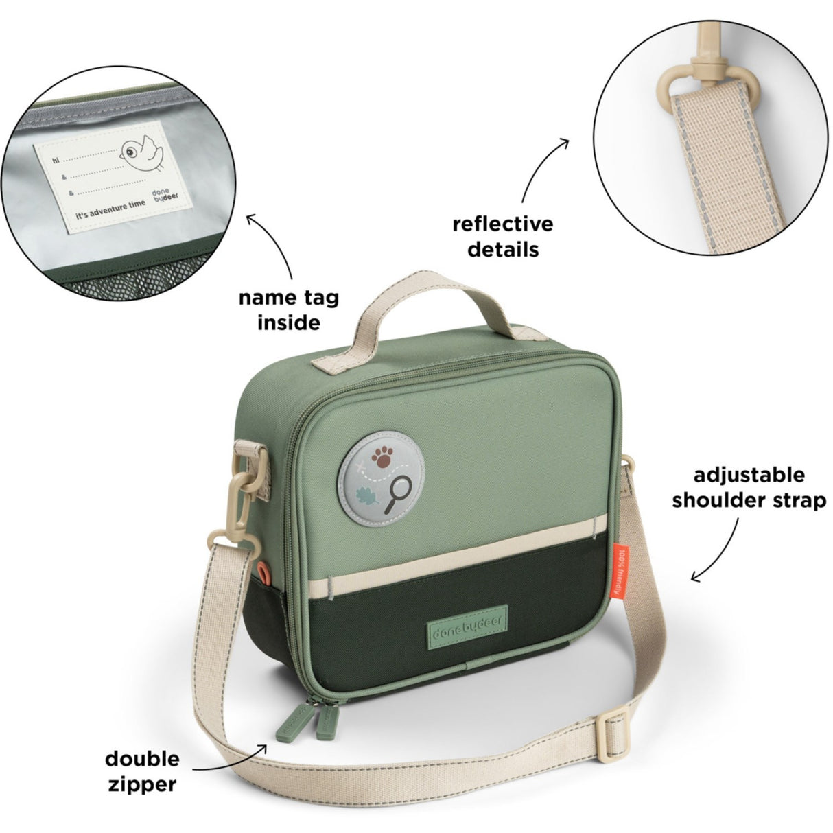 DonebyDeer Green Tiny Trails Insulated Lunch Väska