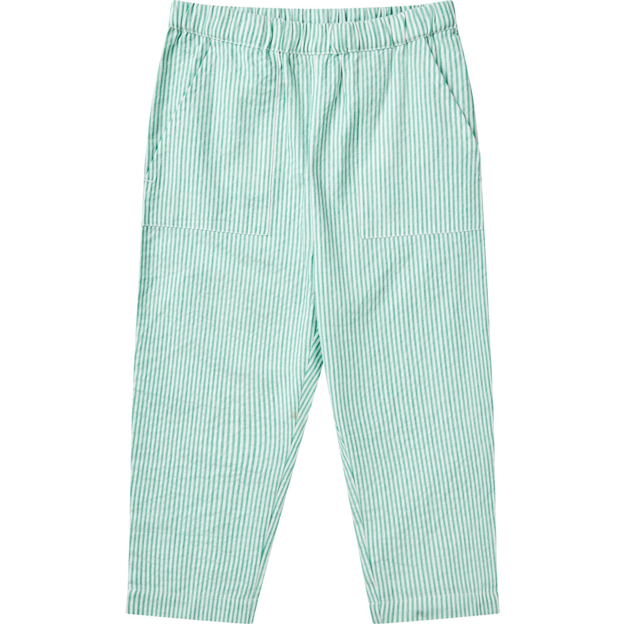 COPENHAGEN COLORS Sharp Green W Cream Stripe Seersucker Byxor