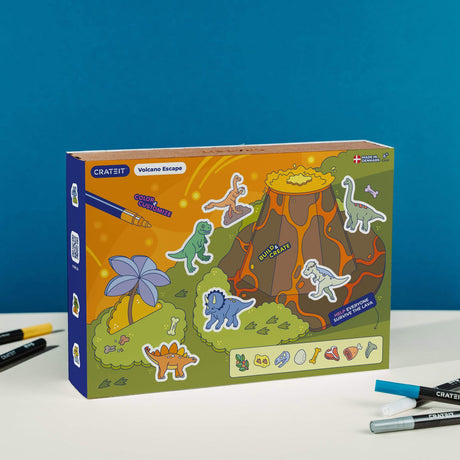 Crateit Dinosaur Wooden Leksak Volcano Escape
