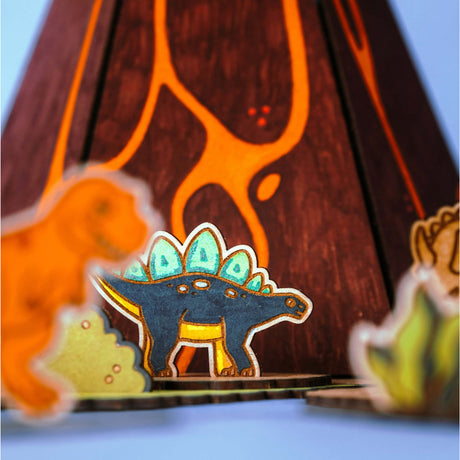 Crateit Dinosaur Wooden Leksak Volcano Escape