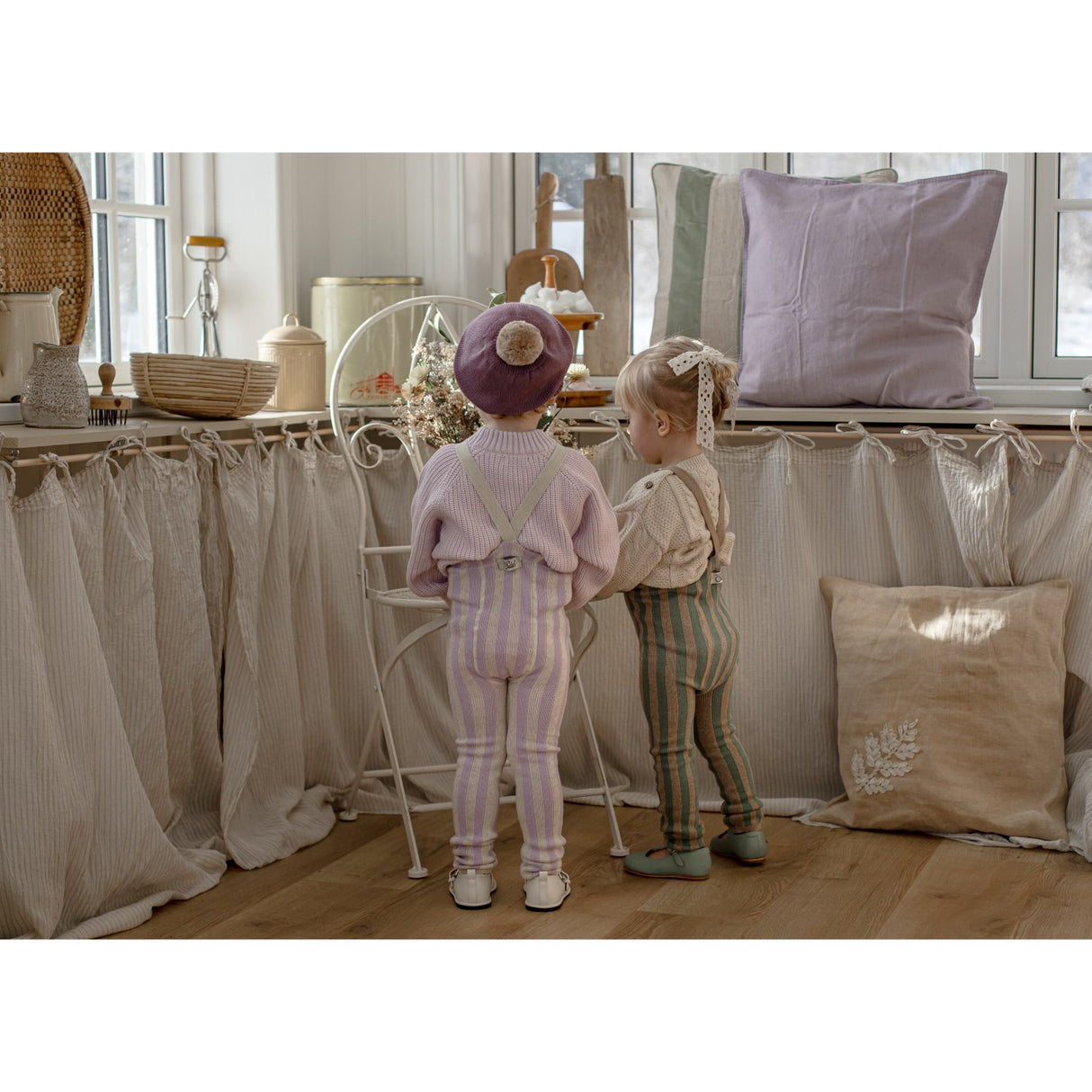 Silly Silas Lavender X Cream Striped Footless Strumpbyxar Special Edition