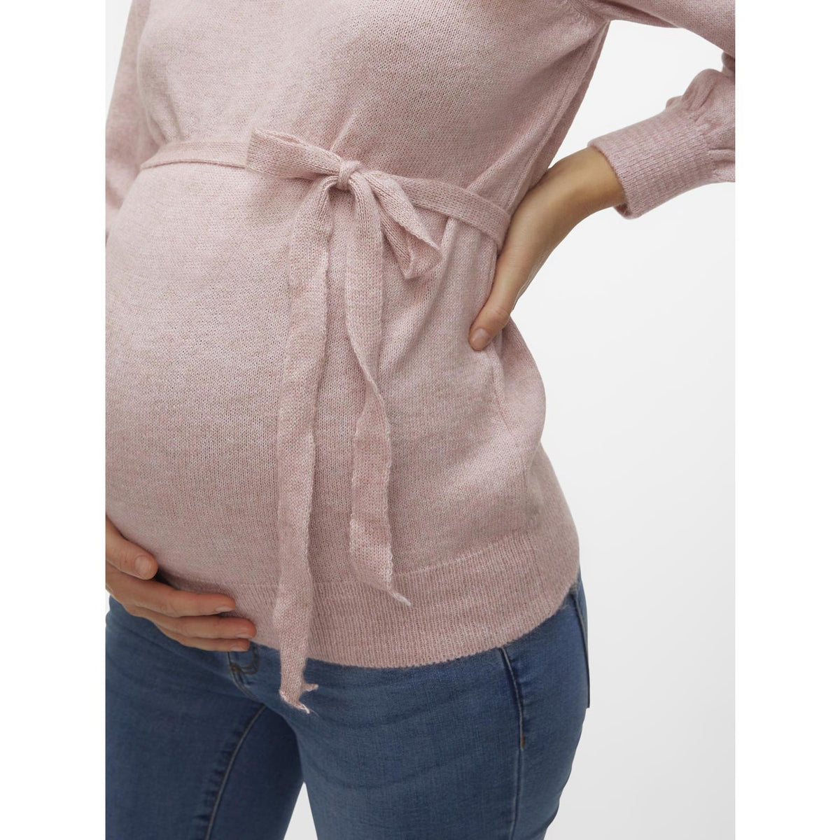 Mama;licious Misty Rose Melange Mlnewanne L/S Stickad Topp A.