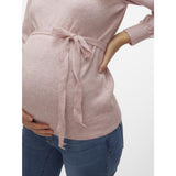 Mama;licious Misty Rose Melange Mlnewanne L/S Stickad Topp A.