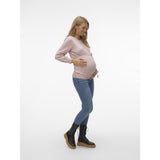 Mama;licious Misty Rose Melange Mlnewanne L/S Stickad Topp A.