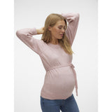 Mama;licious Misty Rose Melange Mlnewanne L/S Stickad Topp A.