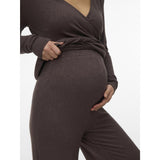 Mama;licious Chocolate Brown Melange Mlkira Wide Jrs Byxor Hw