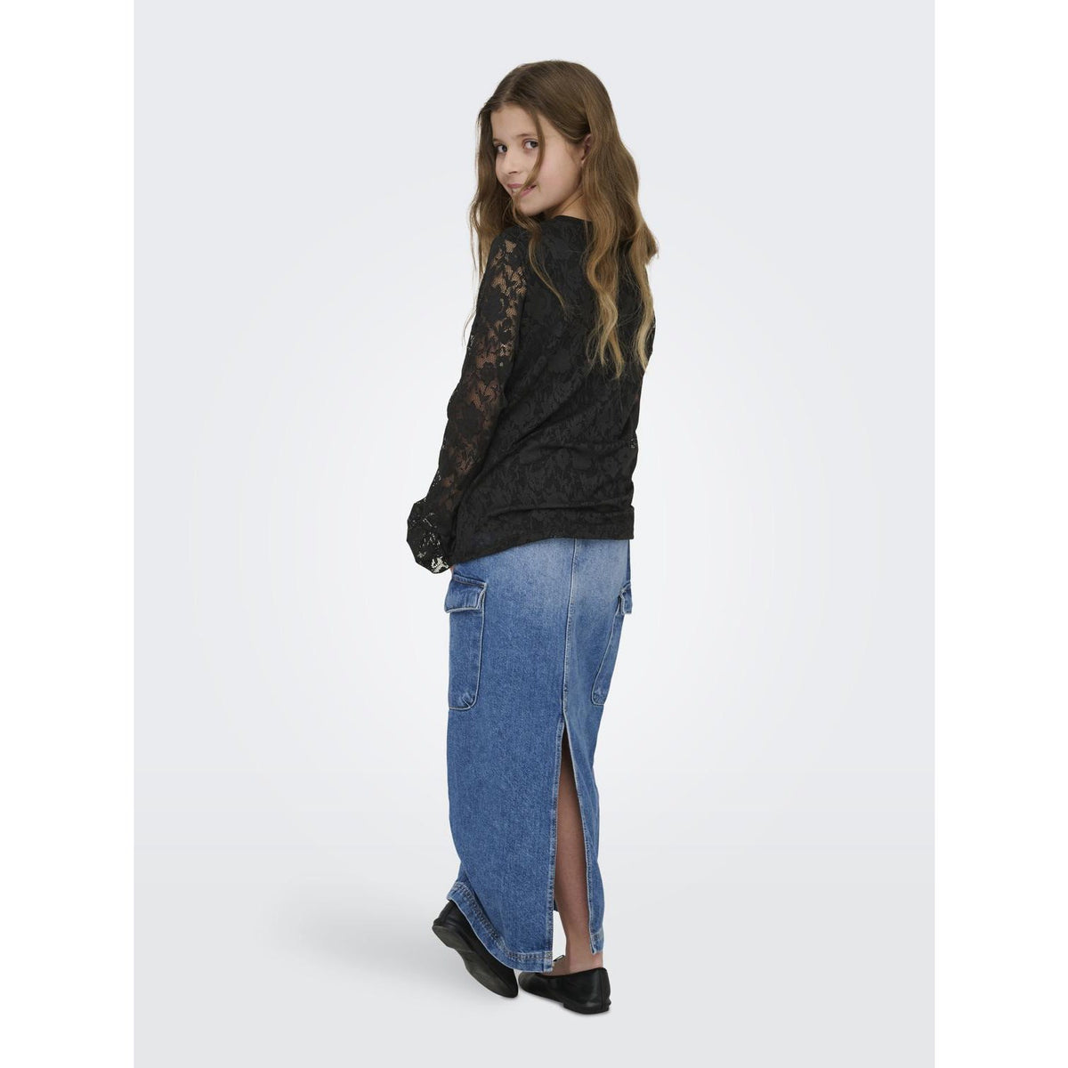 kids ONLY Black Kogtoos L/S Lace Topp Jrs