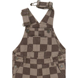 THE NEW Siblings Taupe Gray Check Tn Tnstvondell Denim Dungarees