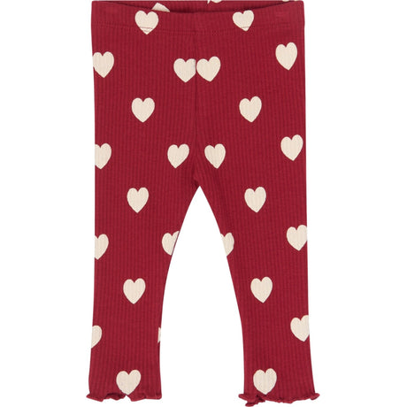 THE NEW Siblings Rio Red AOP Tn Tnsbholiday Red Heart Rib Leggings