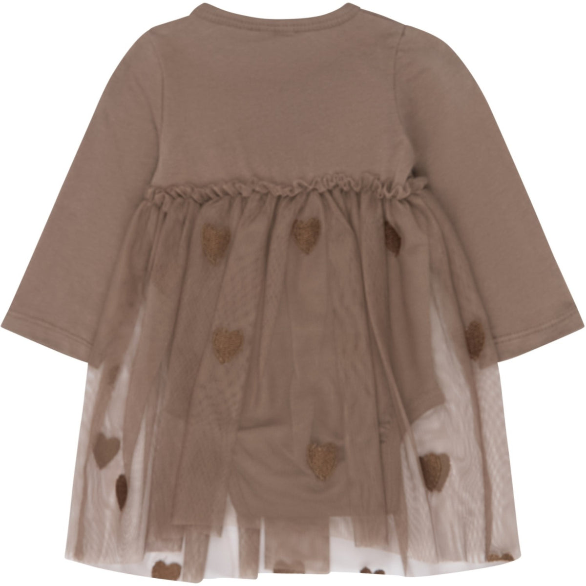 THE NEW Siblings Taupe Gray Emb Tn Tnsbynalla L_S Mesh Bodydress
