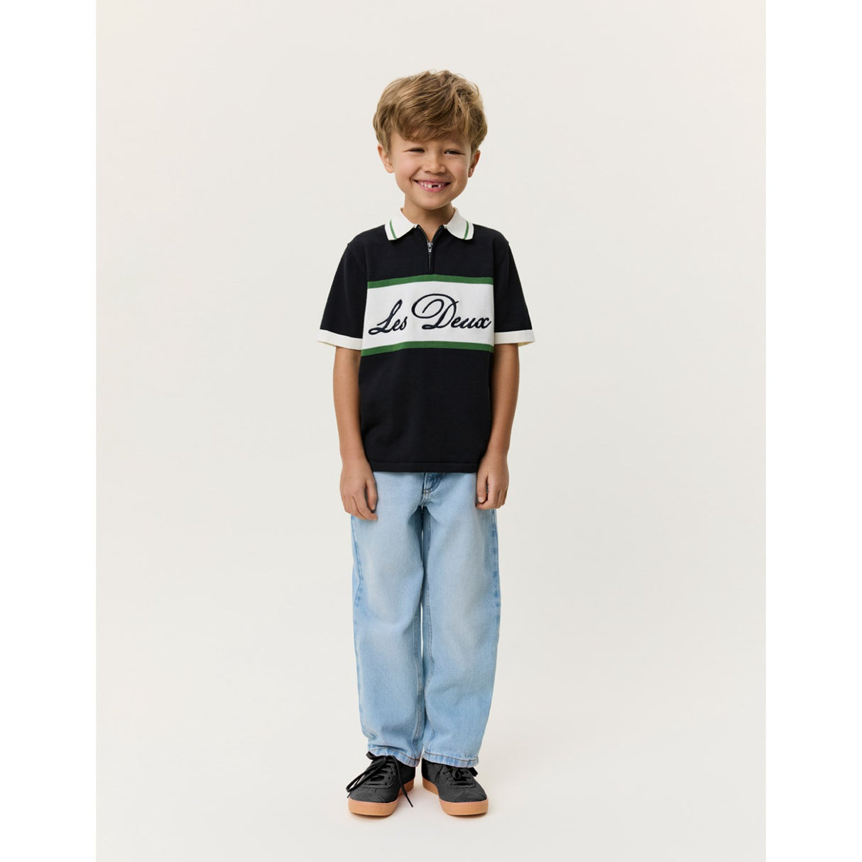 Les Deux Kids Tap Shoe Black Stickad Dragkedja Pikétröja KIDS