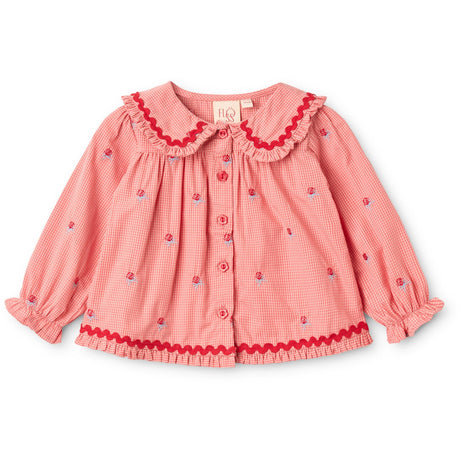 Flöss Pink Rose Gingham Sonja Blus