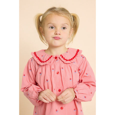 Flöss Pink Rose Gingham Sonja Blus