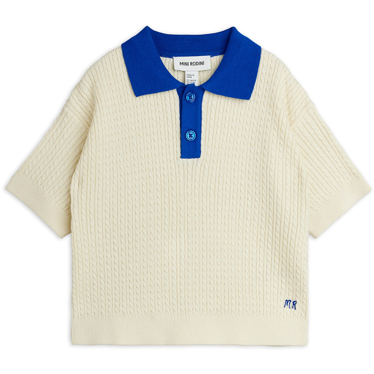 Mini Rodini Off-White Cable Stickad Pikétröja Skjorta