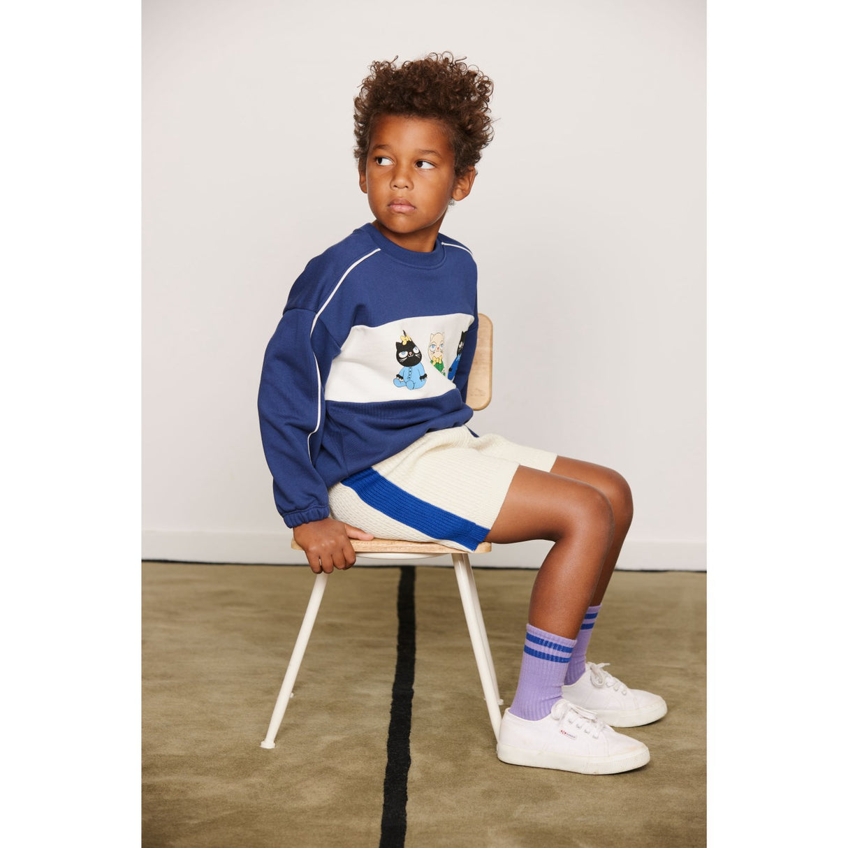 Mini Rodini Off-White Cable Stickad Shorts