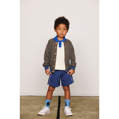 Mini Rodini Blue Plain Piping Sweatshorts