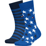 Tommy Hilfiger Bright Blue Kids Strumpor 2-Pack Stars Och Stripes