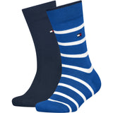 Tommy Hilfiger Bright Blue Kids Strumpor 2-Pack Breton Stripe