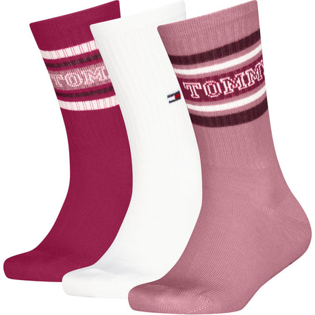 Tommy Hilfiger Pink Kids Strumpor 3-Pack Varsity Tommy