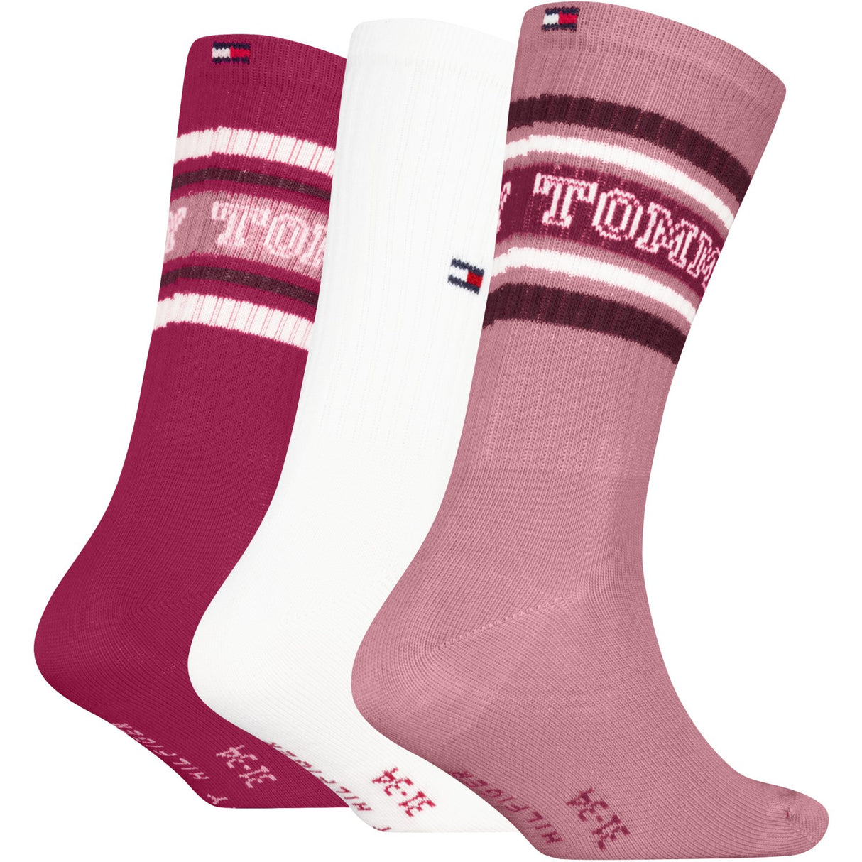 Tommy Hilfiger Pink Kids Strumpor 3-Pack Varsity Tommy