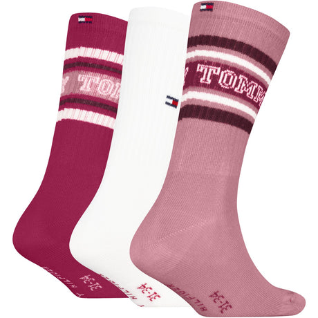 Tommy Hilfiger Pink Kids Strumpor 3-Pack Varsity Tommy