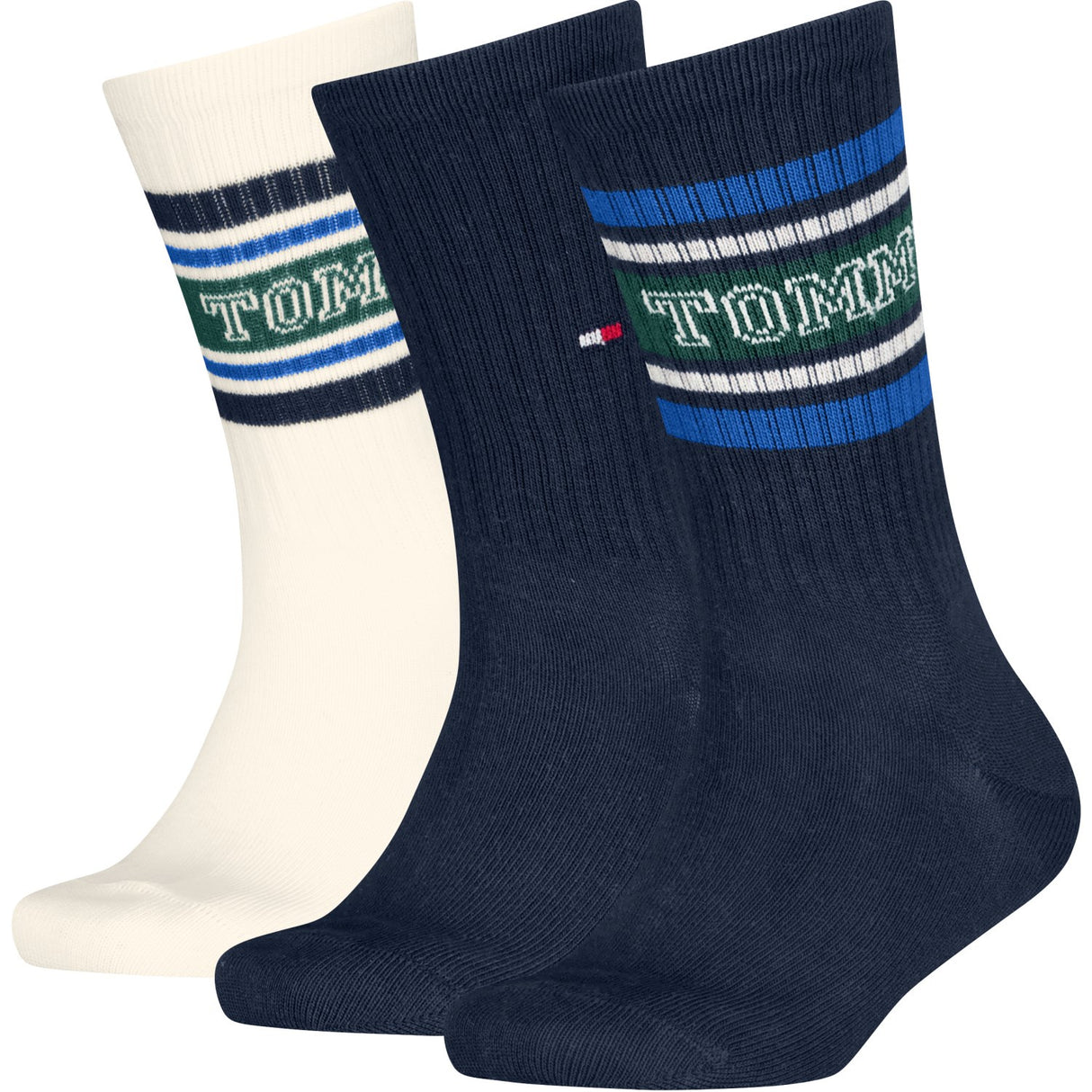 Tommy Hilfiger Navy Kids Strumpor 3-Pack Varsity Tommy