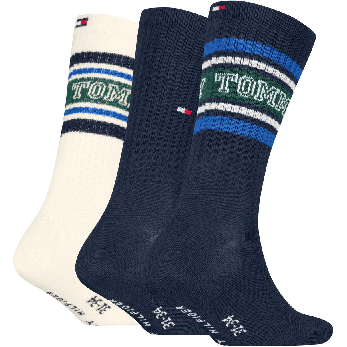 Tommy Hilfiger Navy Kids Strumpor 3-Pack Varsity Tommy