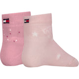 Tommy Hilfiger Light Pink Baby Strumpor 2-Pack Letters