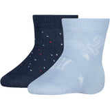 Tommy Hilfiger Light Blue Baby Strumpor 2-Pack Letters