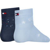 Tommy Hilfiger Light Blue Baby Strumpor 2-Pack Letters