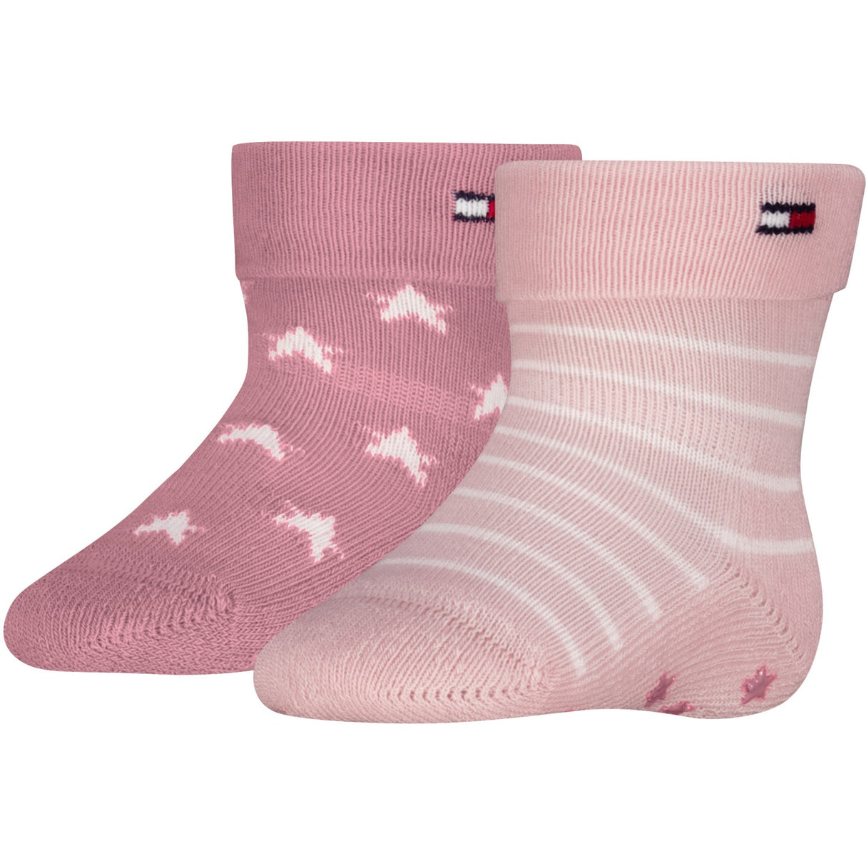 Tommy Hilfiger Light Pink Baby Strumpor 2-Pack Fold Över Abs
