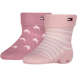 Tommy Hilfiger Light Pink Baby Strumpor 2-Pack Fold Över Abs