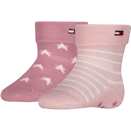 Tommy Hilfiger Light Pink Baby Strumpor 2-Pack Fold Över Abs
