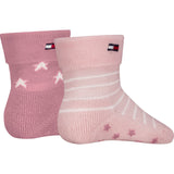 Tommy Hilfiger Light Pink Baby Strumpor 2-Pack Fold Över Abs