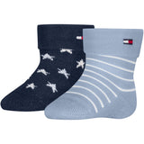 Tommy Hilfiger Light Blue Baby Strumpor 2-Pack Fold Över Abs