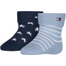 Tommy Hilfiger Light Blue Baby Strumpor 2-Pack Fold Över Abs