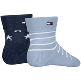Tommy Hilfiger Light Blue Baby Strumpor 2-Pack Fold Över Abs