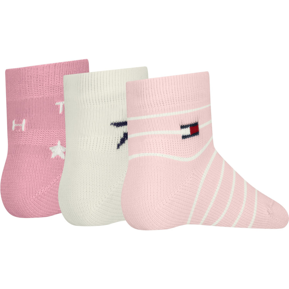 Tommy Hilfiger Light Pink Baby Strumpor 3-Pack Giftbox Stars & Stripes