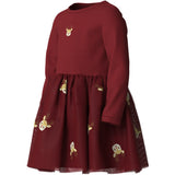 Name It Red Dahlia Reindeer Nmfveross Ls Tyll Klänning