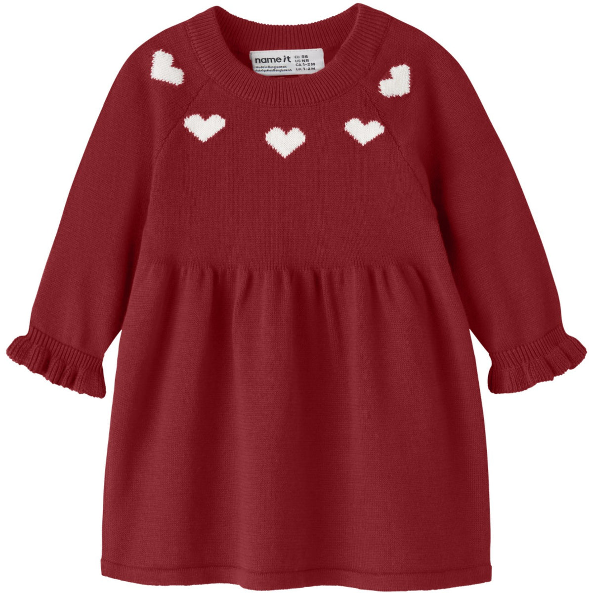 Name It Red Dahlia Nmfrisse Ls Stickad Klänning