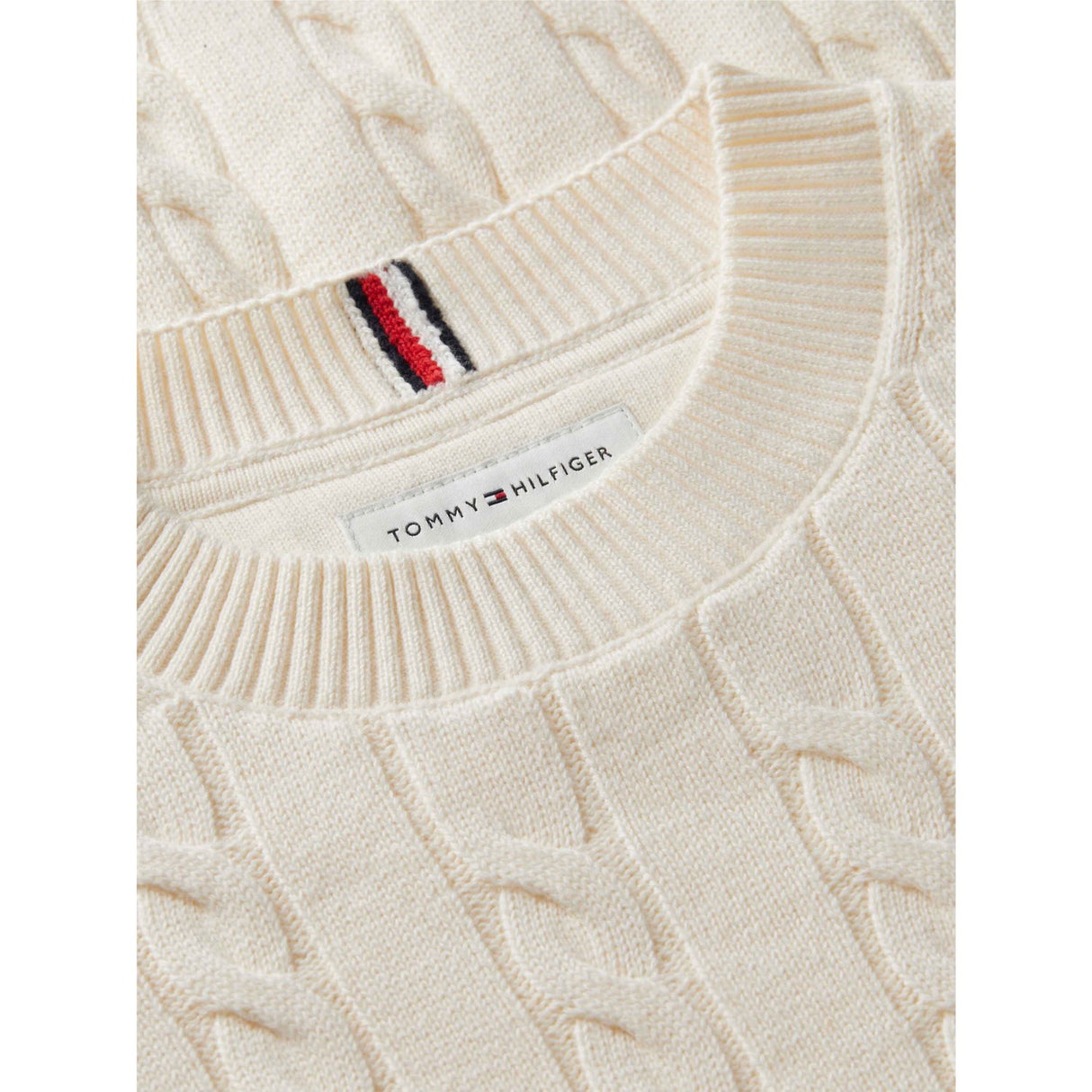 Tommy Hilfiger Ivory Petal Bomull Cable Sweater