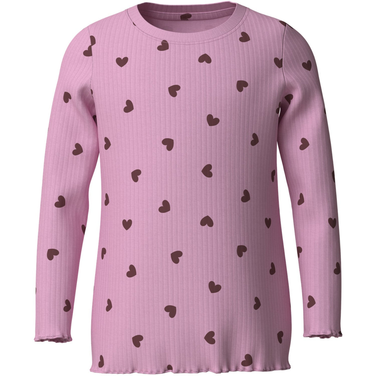 Name It Full Blooming Pink Heart Nkfvemma Glitter Ls Slim Topp
