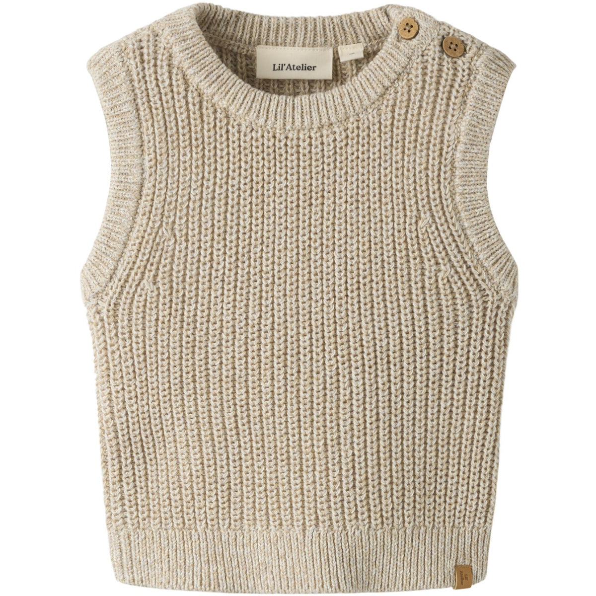 Lil'Atelier White Pepper Melange Nbmrokkos Stickad Väst Lil