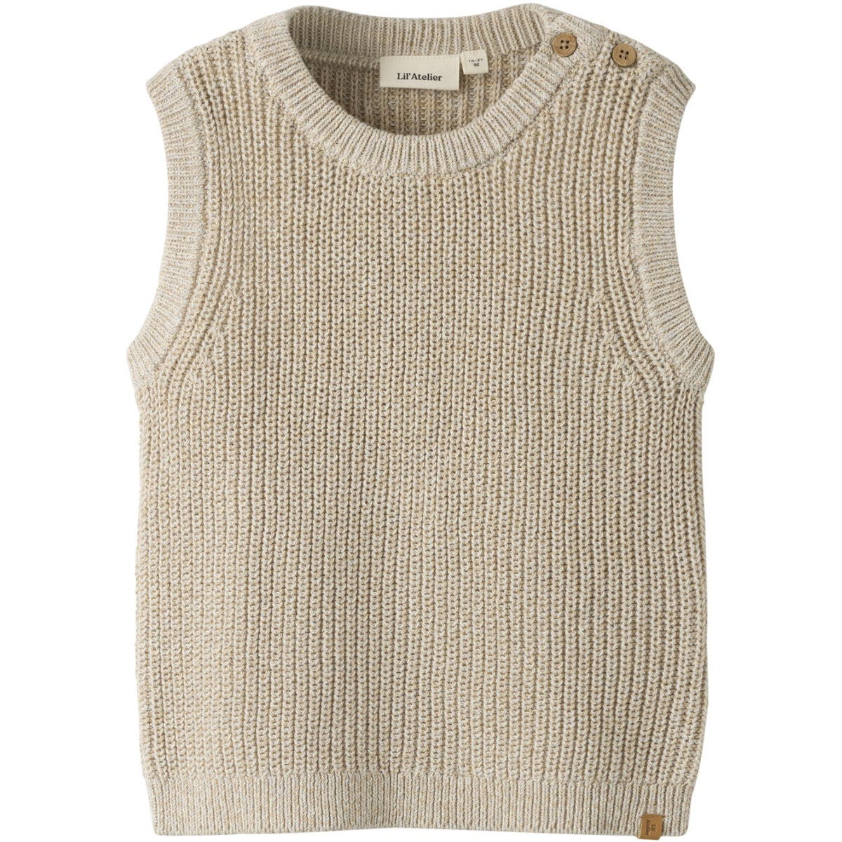 Lil'Atelier White Pepper Melange Nmmrokkos Stickad Väst Lil