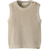 Lil'Atelier White Pepper Melange Nmmrokkos Stickad Väst Lil