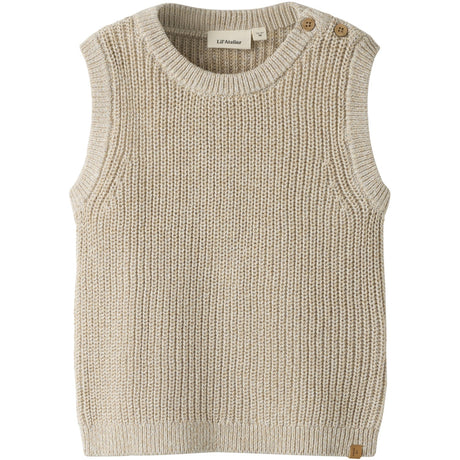 Lil'Atelier White Pepper Melange Nmmrokkos Stickad Väst Lil