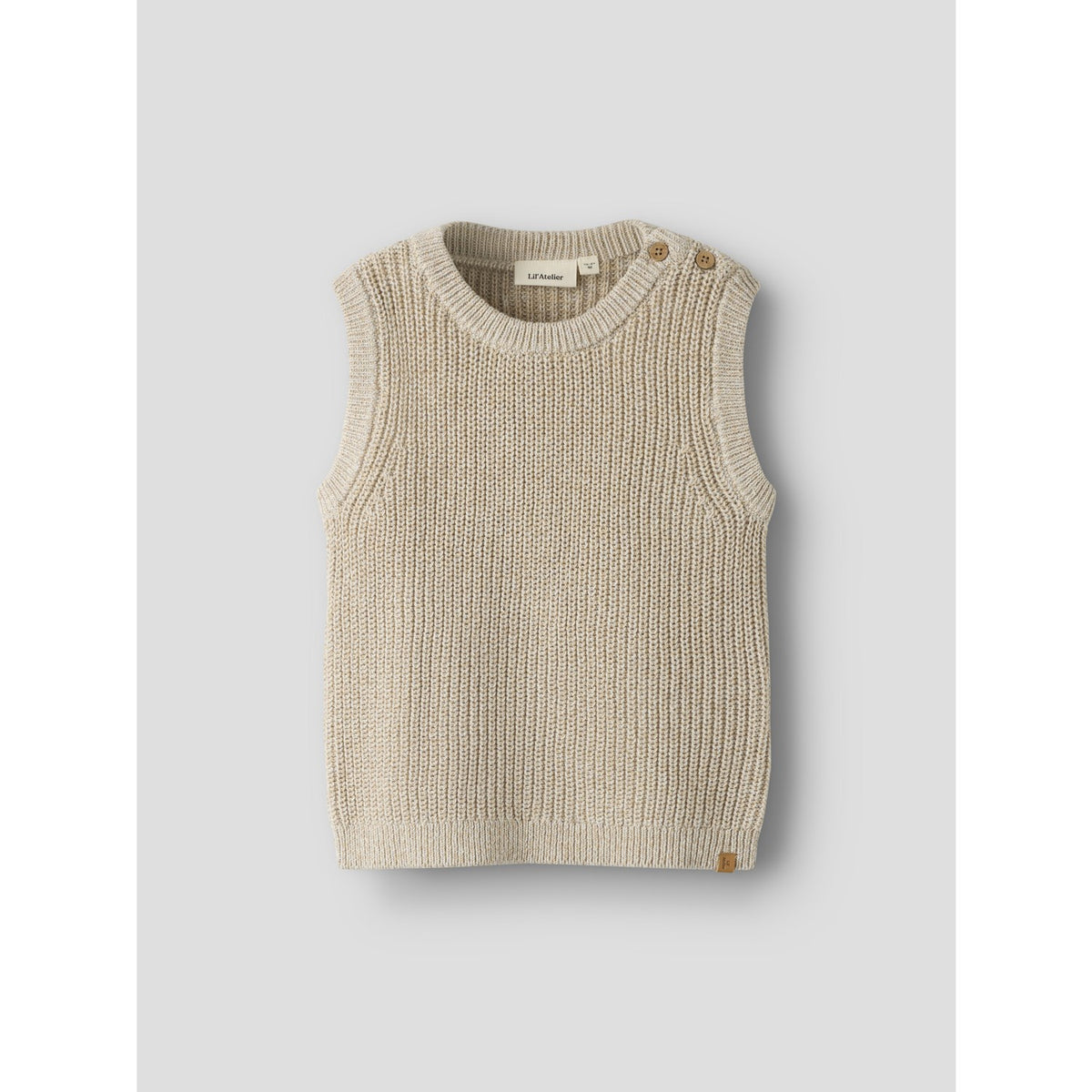 Lil'Atelier White Pepper Melange Nmmrokkos Stickad Väst Lil